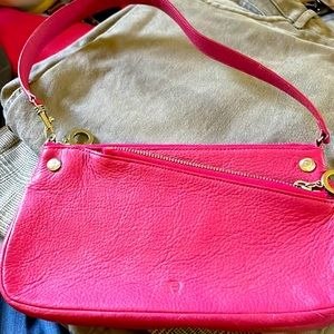 Vintage Etienne Aigner Small Leather Handbag! Gorgeous! Fuschia Pink Leather.